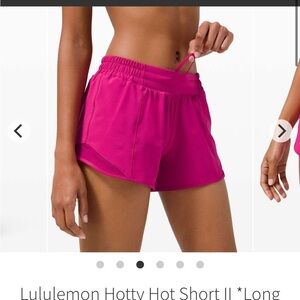 Lululemon Hotty Hot Short II Long 4" in Ripened Raspberry Sz 4